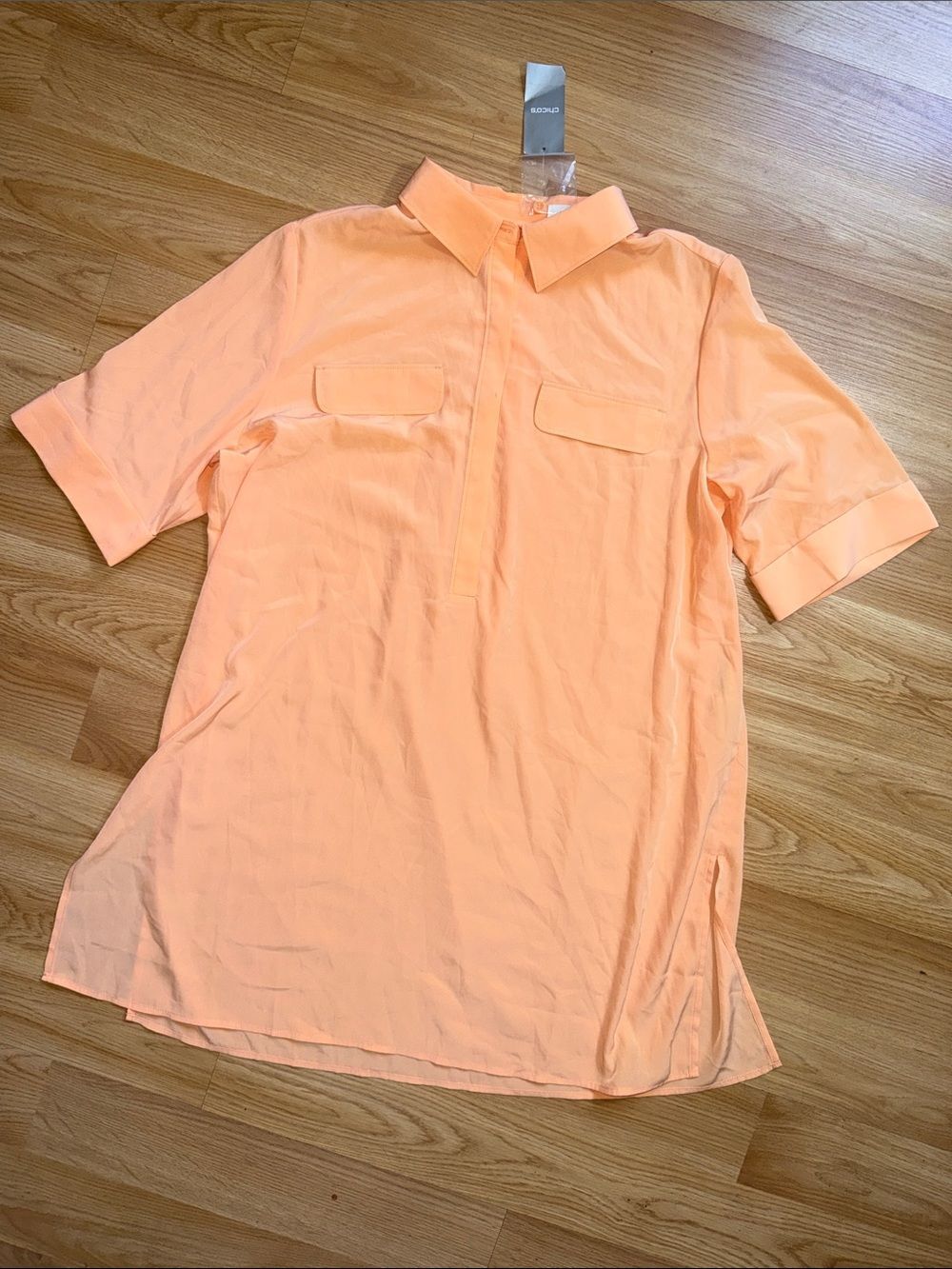 NWT Chico’s Short-Sleeve Peach Tunic Blouse Top US 12 or Large or Chicos size 2